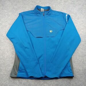 Pearl Izumi Jacket Mens‎ Large Blue Gray Cycling Full Zip Windbreaker Softshell